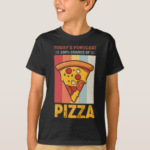 Today's Forecast 100% Chance of Pizza Funny Retro T-Shirt
