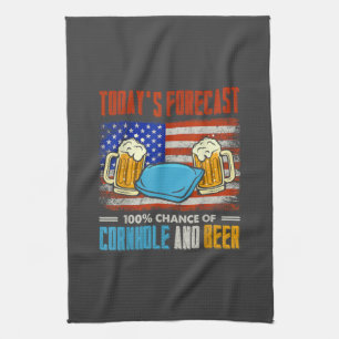 Today's Forecast Cornhole And Beer  Tea Towel