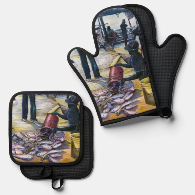 Today's Menu, Harbour Island Oven Mitt & Pot Holder Set (Front/Back)