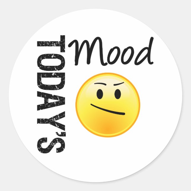 Today's Mood Emoticon Annoyed Classic Round Sticker (Front)