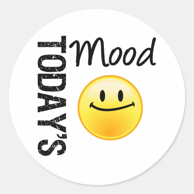 Today's Mood Emoticon Satisified Classic Round Sticker (Front)