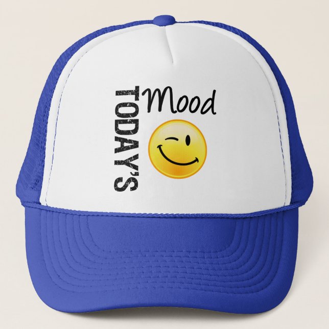 Today's Mood Emoticon Winking Trucker Hat (Front)