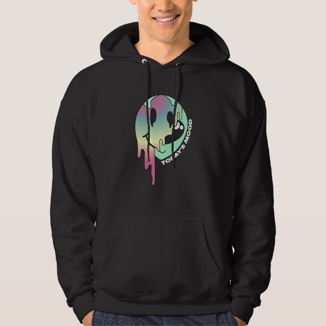 Today's Mood Happy Retro Melting Face Motivational Hoodie (Front)