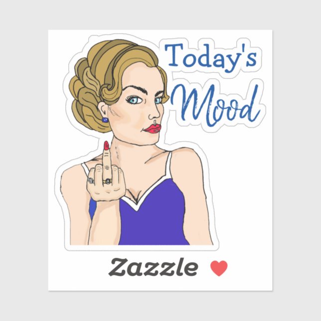 Today's Mood, Retro Lady Flipping the Bird  (Sheet)