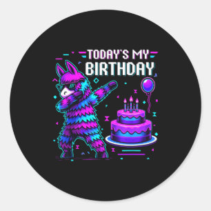 Todays My Birthday Llama Pinata Birthday Party Boy Classic Round Sticker