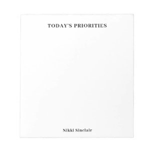 Today's Priorities Black and White Jotter Notepad