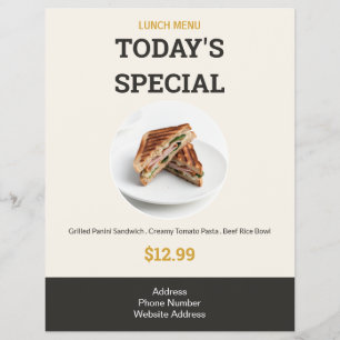 Today's Special Modern Elegant Lunch Menu Food