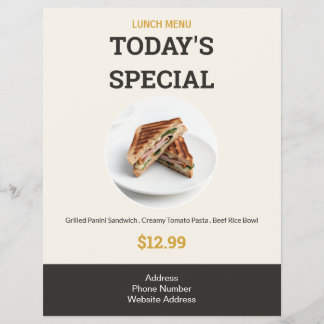 Today's Special Modern Elegant Lunch Menu Food