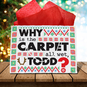 Todd Margo Carpet Funny Red Ugly Christmas Sweater Large Gift Bag