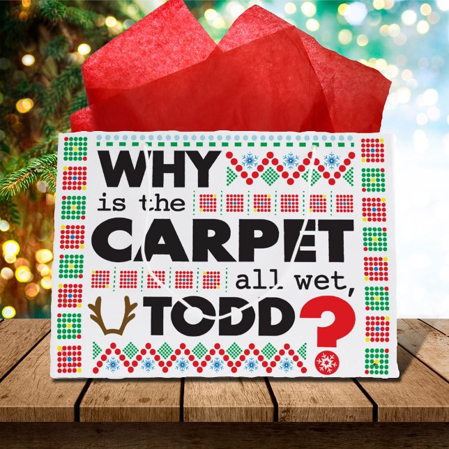 Todd Margo Carpet Funny Red Ugly Christmas Sweater Large Gift Bag (Creator Uploaded)