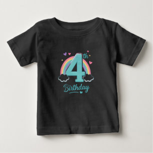 Toddler 4th Birthday Rainbow T-Shirt
