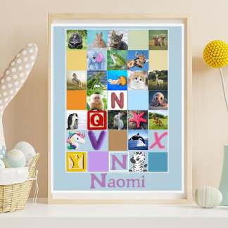 Toddler Alphabet Animal Poster Personalised