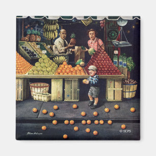 Toddler and Oranges Magnet