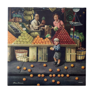 Toddler and Oranges Tile