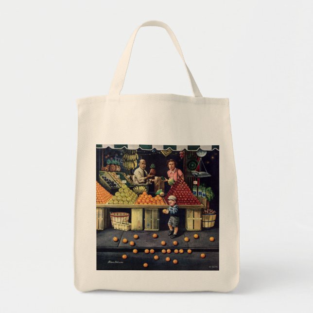 Toddler and Oranges Tote Bag (Front)