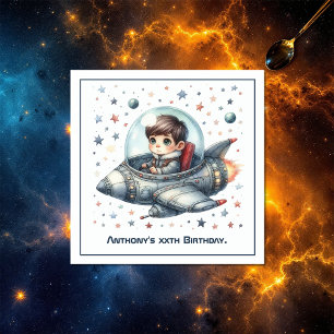 Toddler Astronaut Space themed Birthday Party Napkin