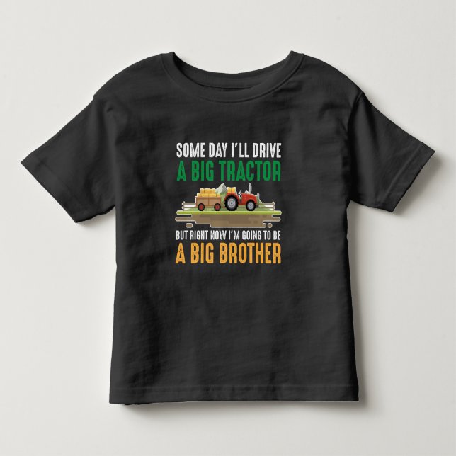 Toddler Big Brother Graphic Tractor Sibling Son T-Shirt (Front)