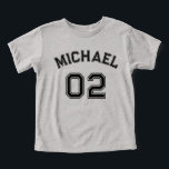Toddler Boy Black Name Jersey Number Sports Cotton<br><div class="desc">Create your own custom, personalised, cool, unisex sizing, modern, stylish black typography / font / script, monogrammed player name jersey number classy grey, 100% combed ring spun fine jersey soft cotton t-shirt tee shirt. Simply type in your name / kids name / player name and player jersey number, to customise....</div>