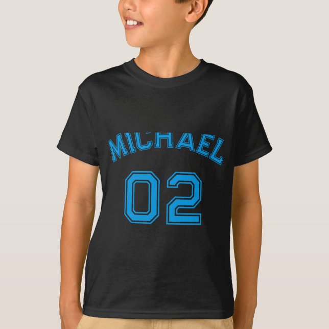 Toddler Boy Blue Name Jersey Number Srts Cotton To T-Shirt (Front)