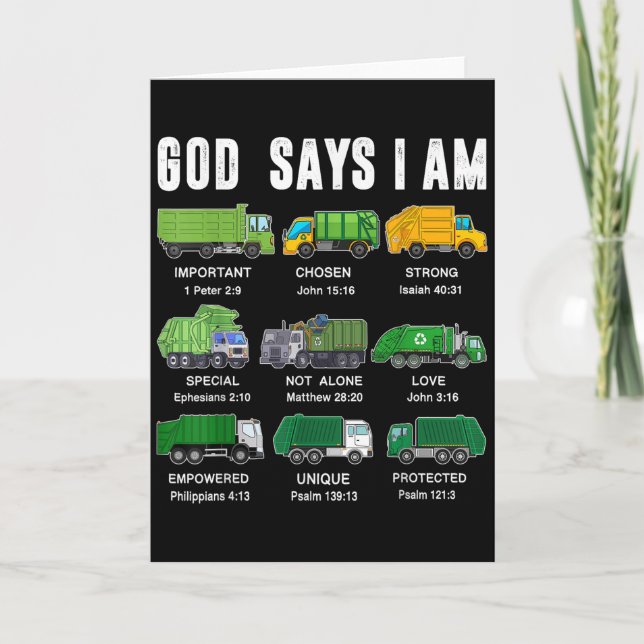 Toddler Boy God Says I Am Garbage Truck Jesus Brot Card (Front)