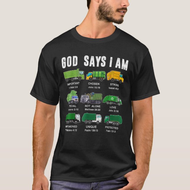 Toddler Boy God Says I Am Garbage Truck Jesus Brot T-Shirt (Front)