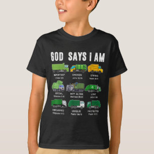 Toddler Boy God Says I Am Garbage Truck Jesus Brot T-Shirt