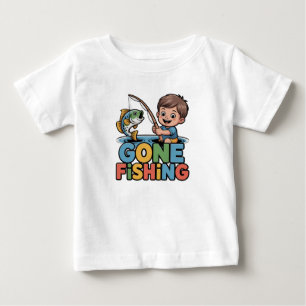 Toddler Boy Gone Fishing Funny Fish T-Shirt