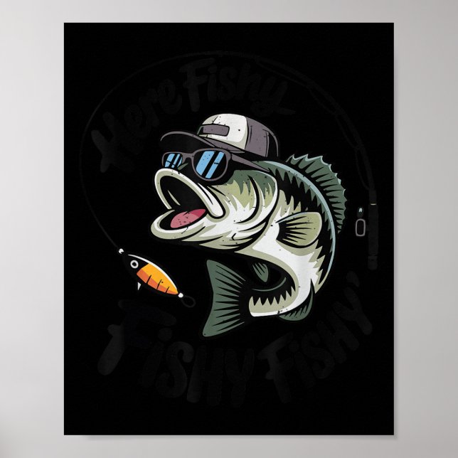 Toddler Boy Here-fishy Funny Fishing Buddy B Fishe Poster (Front)
