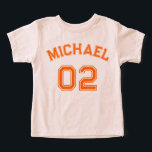 Toddler Boy Orange Name Jersey Number Soft Sports<br><div class="desc">Create your own custom, personalised, cool, unisex sizing, modern, stylish orange typography / font / script, monogrammed player name jersey number classy grey, 100% combed ring spun fine jersey soft cotton t-shirt tee shirt. Simply type in your name / kids name / player name and player jersey number, to customise....</div>