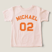 Toddler Boy Orange Name Jersey Number Soft Sports