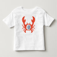 Toddler Boys Watercolor Crab Monogram Circle