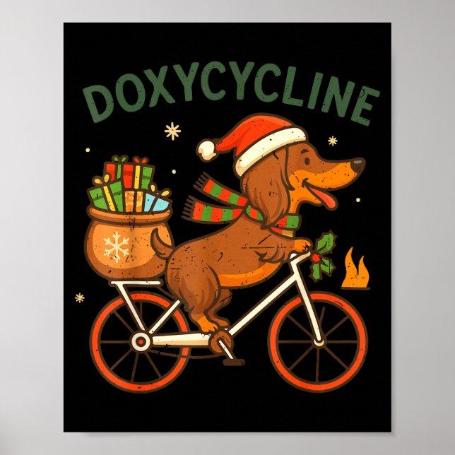 Toddler Doxycycline Long Hair Dachshund Christmas  Poster (Front)