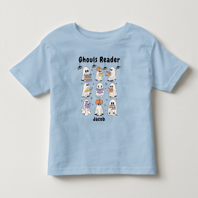 Toddler Ghosts Halloween Reader Books T-Shirt (Front)