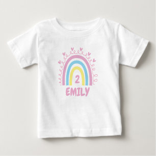 Toddler Girl Birthday Cute Rainbow Custom Name Baby T-Shirt