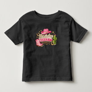 Toddler Girl Birthday Yeehaw Shirt   Pink tee