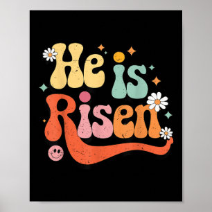 Toddler Girl He Is Risen Christian Easter Groovy G Poster