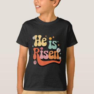 Toddler Girl He Is Risen Christian Easter Groovy G T-Shirt