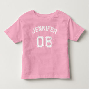 Toddler Girl Name Jersey Number Sports Pink Cotton Toddler T-Shirt