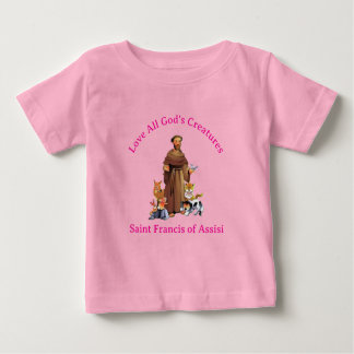 Toddler Girl Pink St. Francis Assisi Catholic Baby T-Shirt