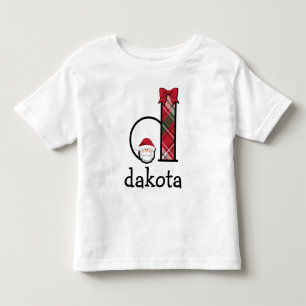 Toddler Girl Plaid Santa Christmas Shirt initial d
