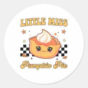 Toddler Girl Thanksgiving Little Miss Pumpkin Pie  Classic Round Sticker