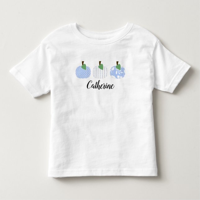 Toddler Girls Light Blue Pumpkin Trio T-Shirt (Front)