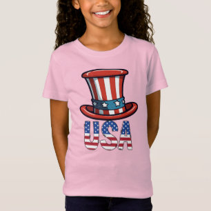 Toddler Girls' Patriotic USA Star Butterfly Pink  T-Shirt