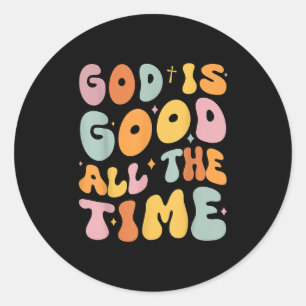 Toddler God Is Good All The Time Christian Groovy Classic Round Sticker