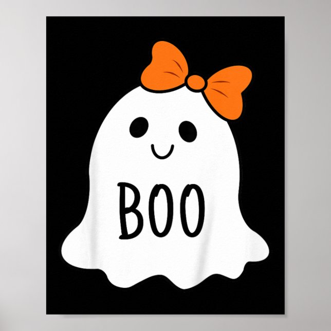 Toddler Halloween Boo Ghost With A Bow Girls Hallo Poster (Front)