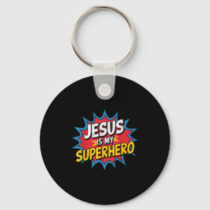 Toddler Jesus Is My Superhero Christian God Son Br Key Ring