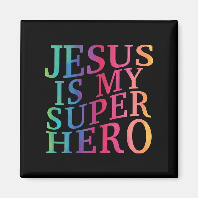 Toddler Jesus Is My Superhero Christian God Son Br Magnet (Front)