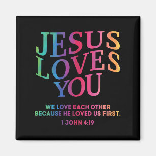Toddler Jesus Loves You White Christian God Son Si Magnet