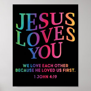 Toddler Jesus Loves You White Christian God Son Si Poster