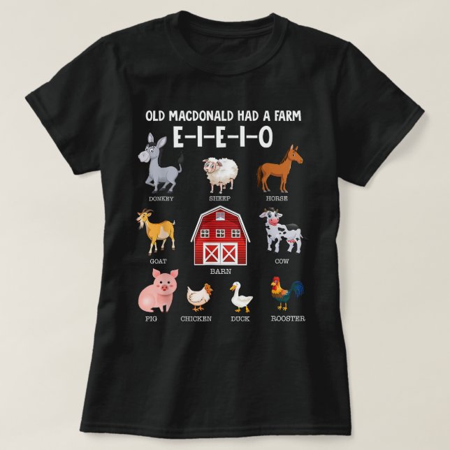 Toddler Kids Farm Animals Old MacDonald Had a Farm T-Shirt (Design Front)